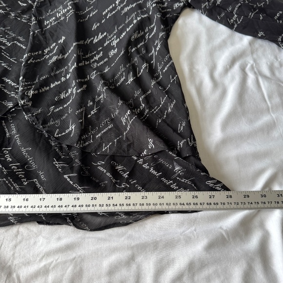 Tamara H women's Script Print Layered‎ Semi-Sheer 3/4 Sleeve Blouse Black 3X - Picture 13 of 14